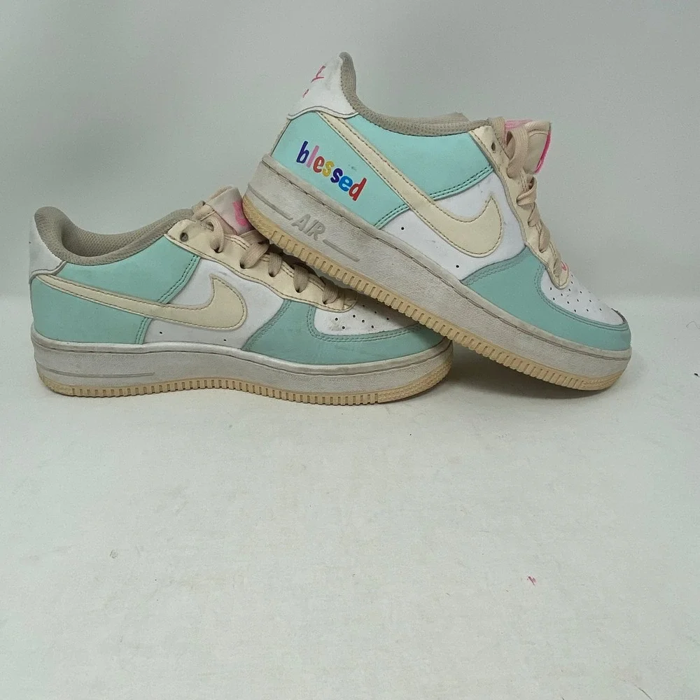 Nike Air Force 1 Low Teal White Cream Pink Blessed DV7762-300 Kids 5.5Y Womens 7